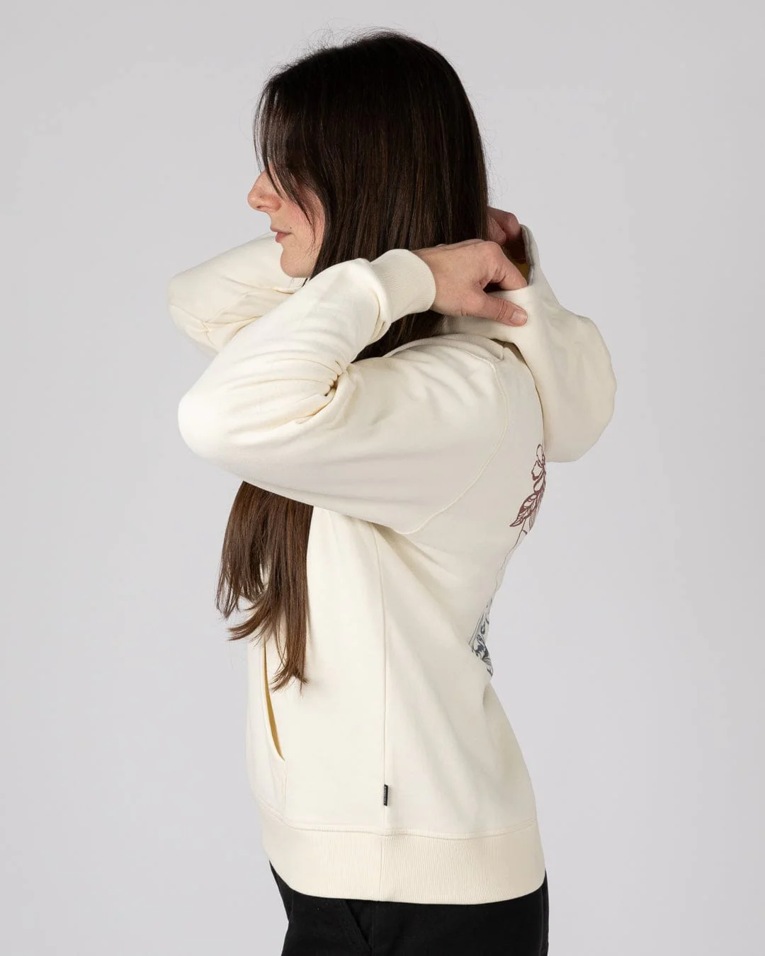 Happy Place Cornwall Womens Pop Hoodie in Cream - Image 8