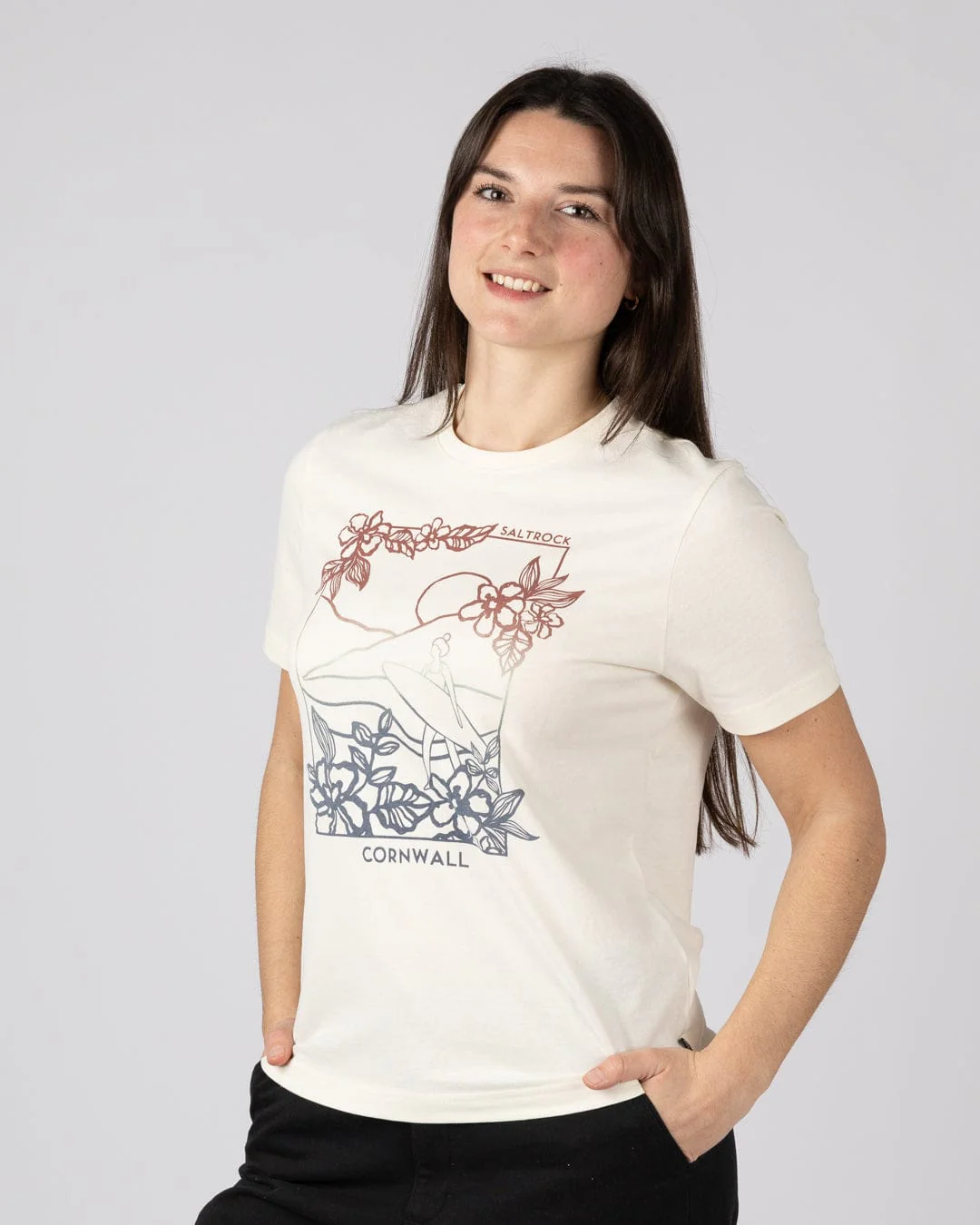 Happy Place Cornwall Womens Short Sleeve T-Shirt in Cream - Image 2