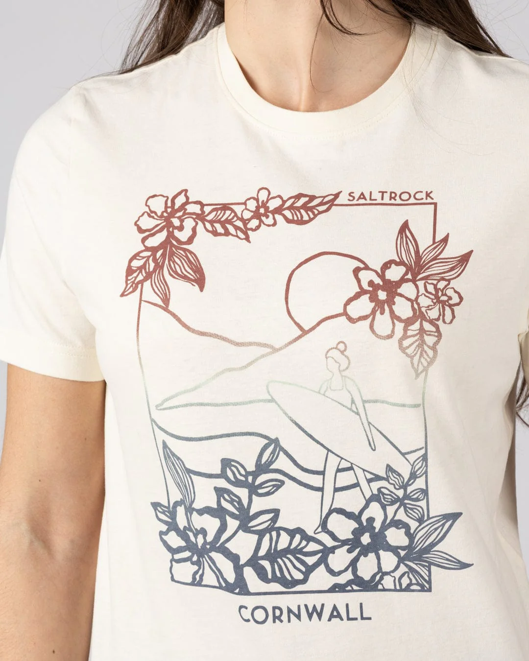 Happy Place Cornwall Womens Short Sleeve T-Shirt in Cream - Image 3