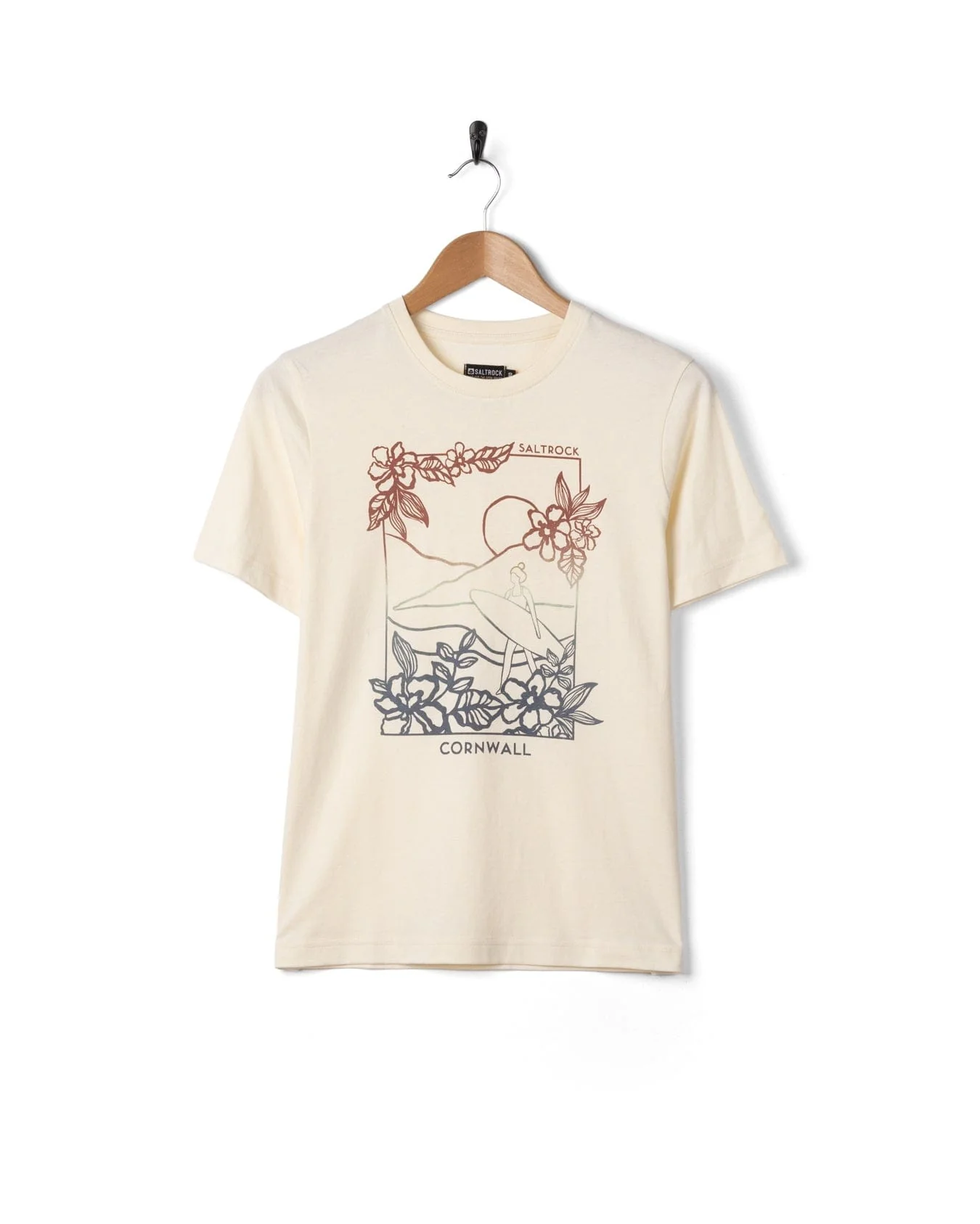 Happy Place Cornwall Womens Short Sleeve T-Shirt in Cream - Image 5