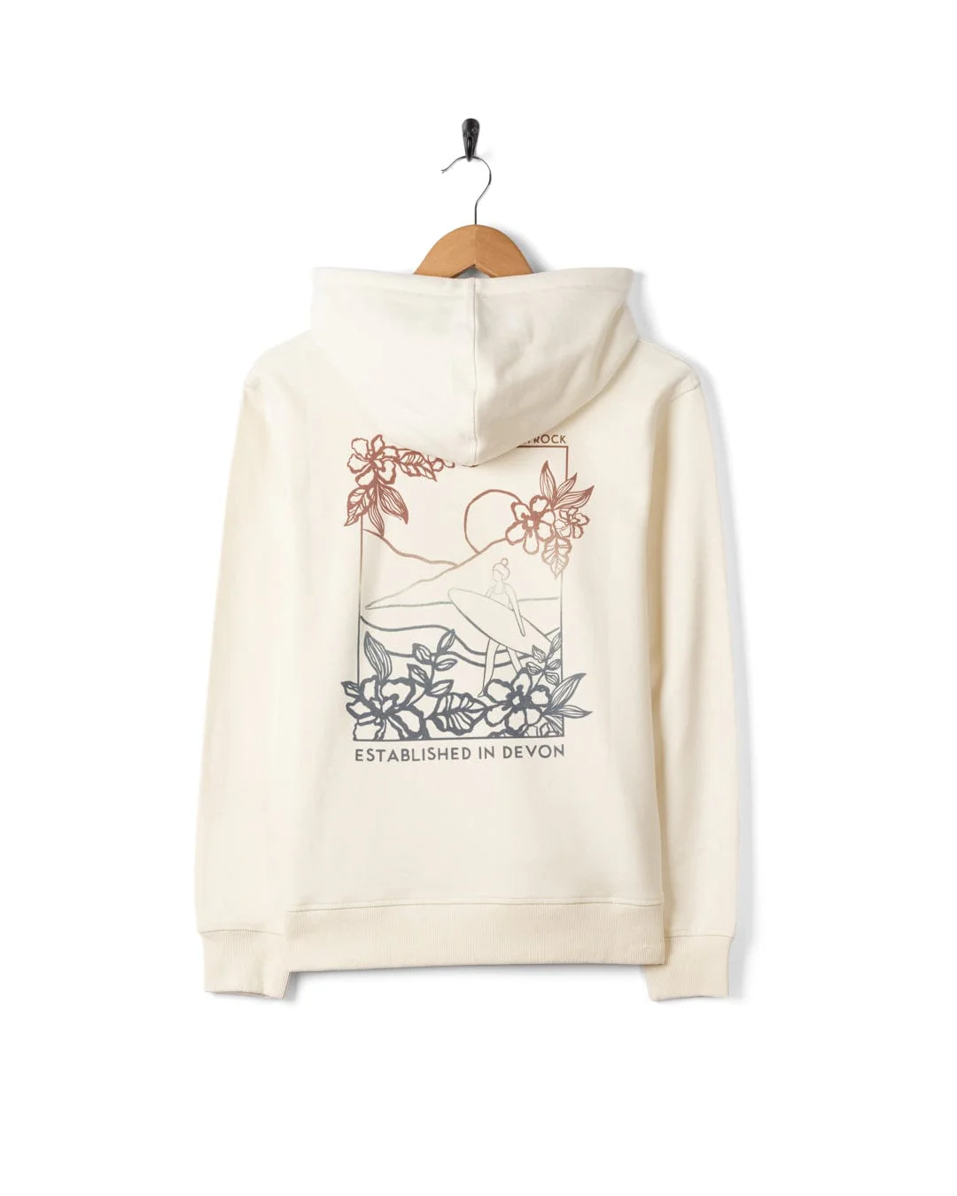 Happy Place Devon Womens Pop Hoodie in Cream - Image 3