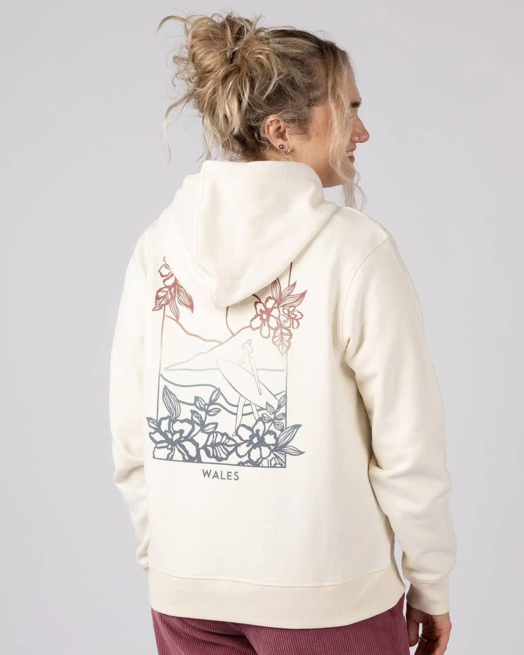 Happy Place Wales Womens Pop Hoodie in Cream