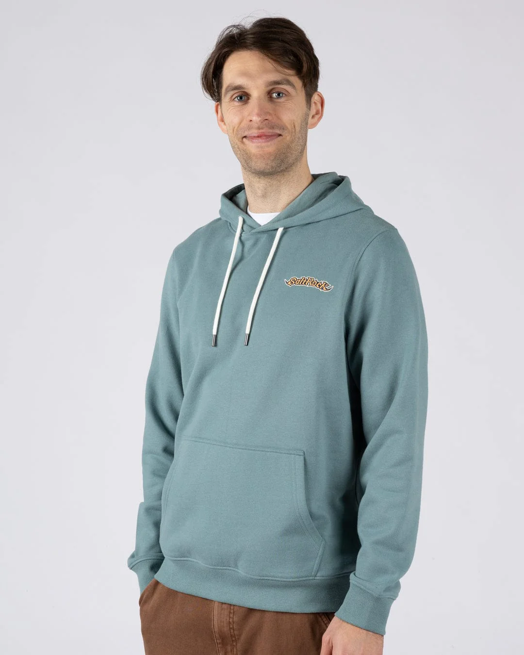 Heritage Logo  Mens Pop Hoodie in Blue - Image 4
