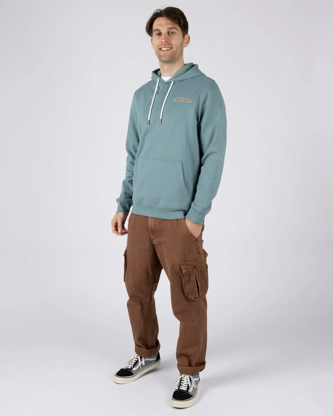 Heritage Logo  Mens Pop Hoodie in Blue - Image 5