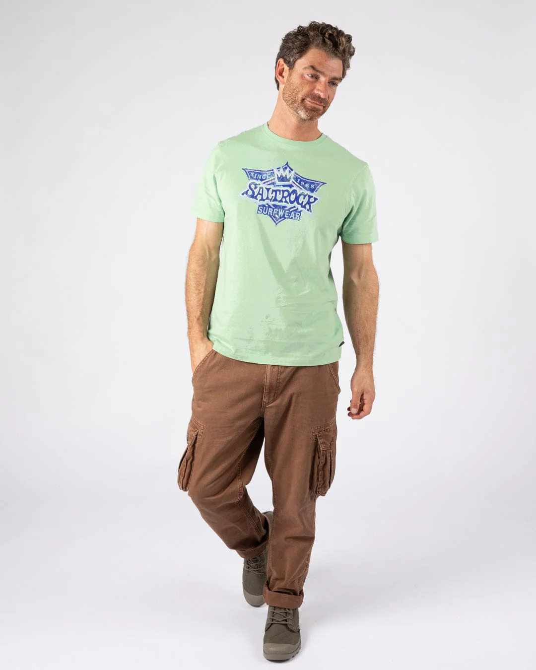 Heritage Shield Mens Short Sleeve T-Shirt in Light Green - Image 5