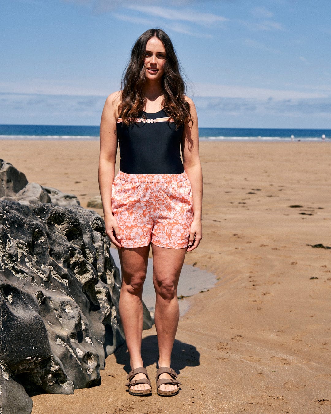 Hibiscus Womens Shorts in Orange - Image 5