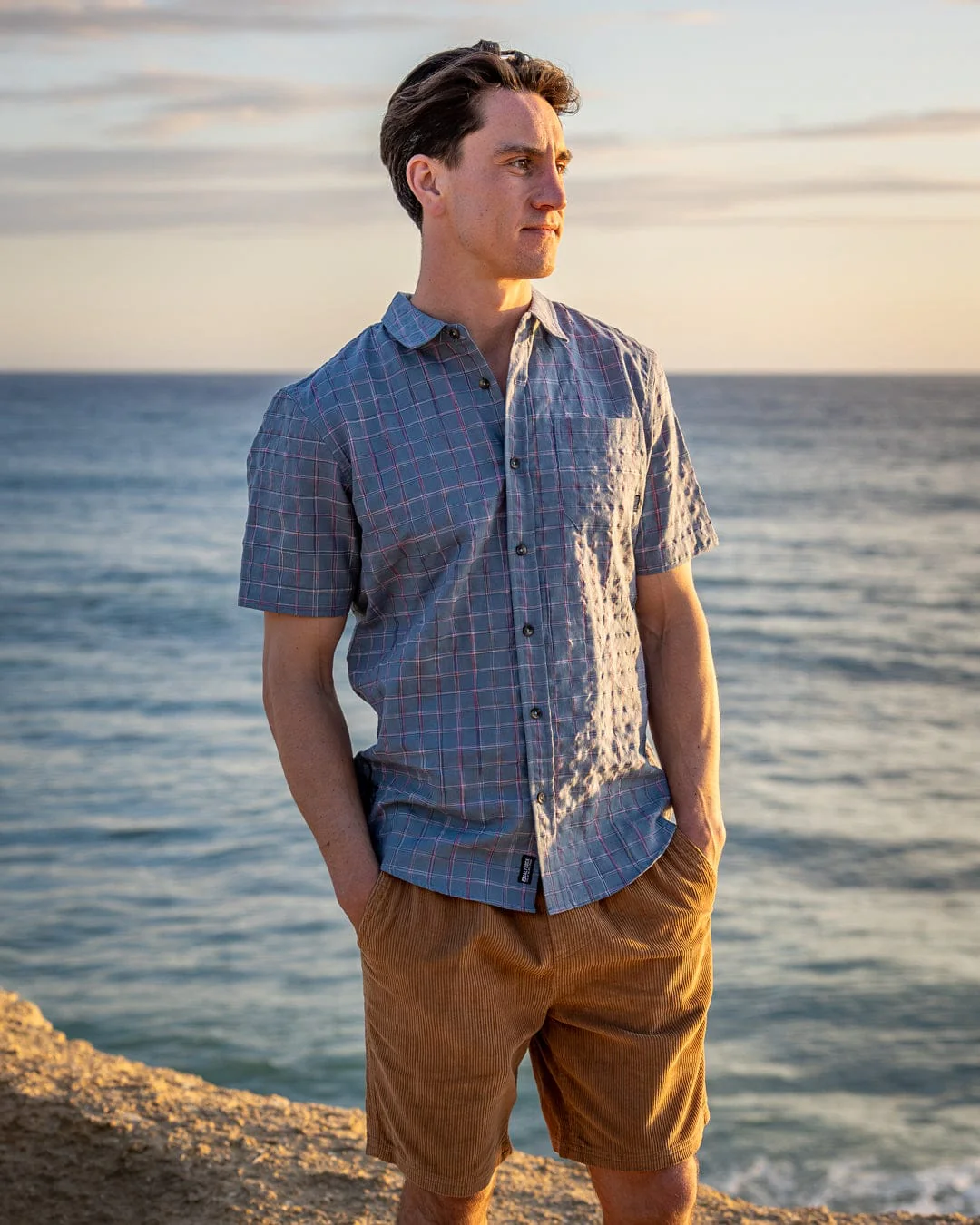 Isaad Mens Short Sleeve Shirt in Blue - Image 3