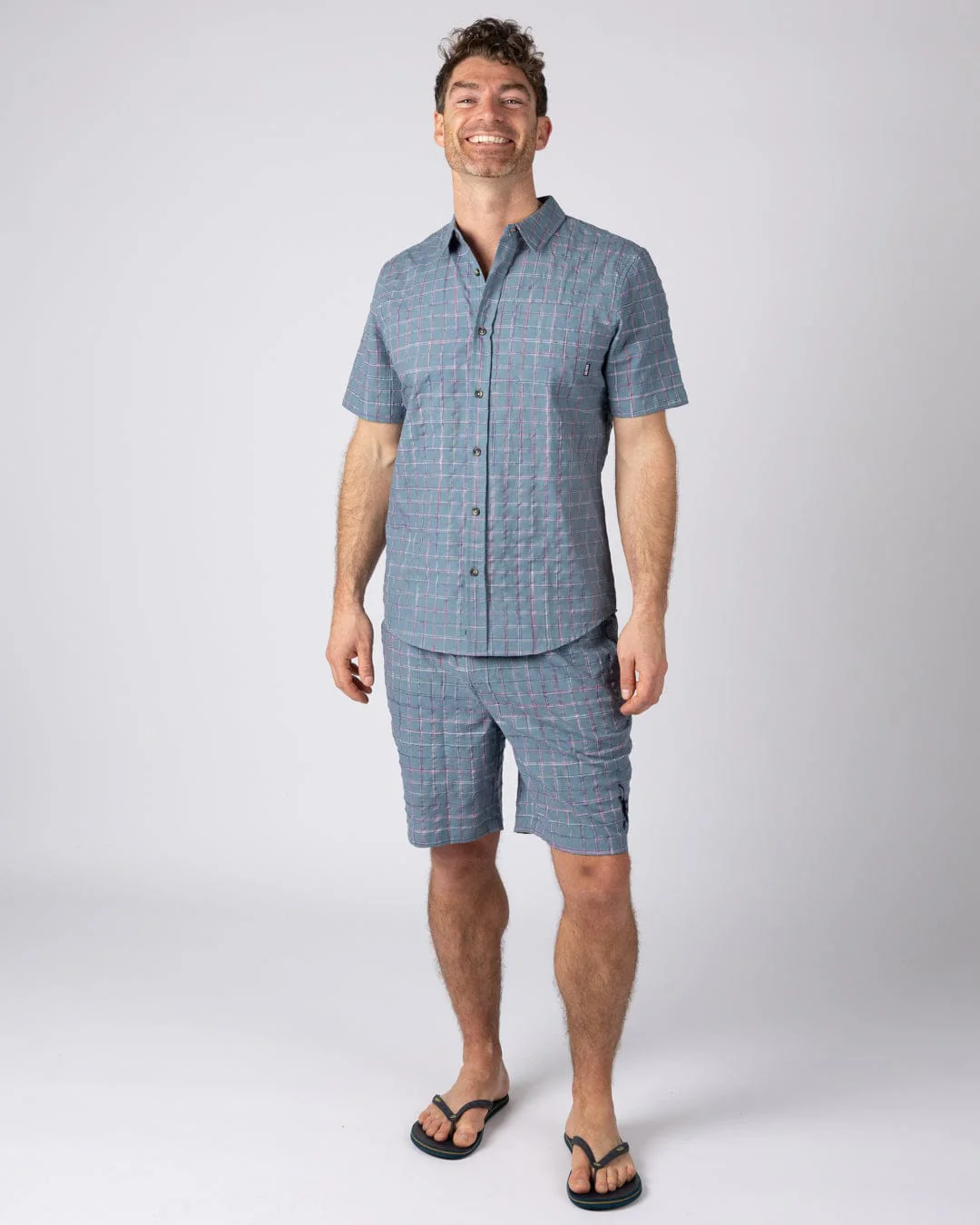 Isaad Mens Short Sleeve Shirt in Blue - Image 4