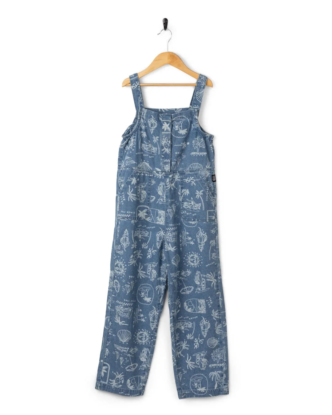 Island Life Kids Dungarees in Bright Blue - Image 2