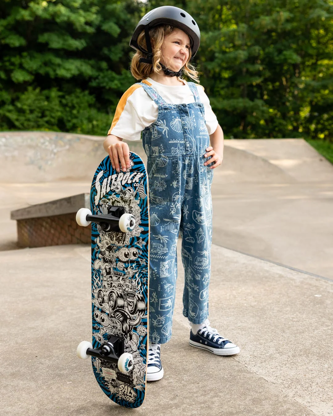 Island Life Kids Dungarees in Bright Blue - Image 3