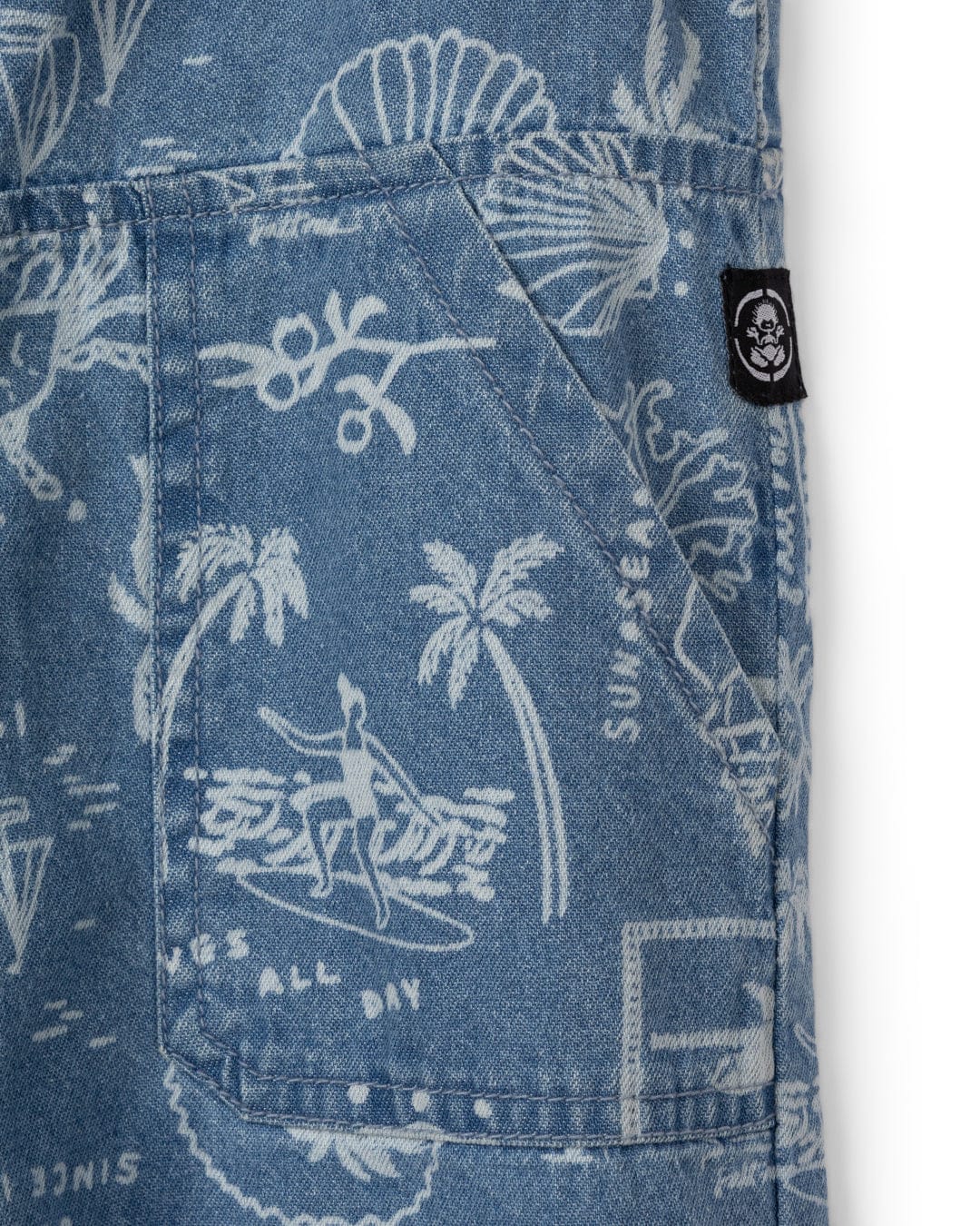 Island Life Kids Dungarees in Bright Blue - Image 5