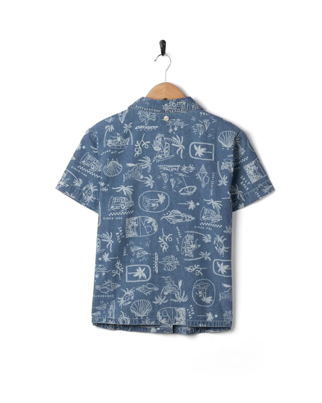 Island Life Womens Short Sleeve Shirt in Blue - Image 6