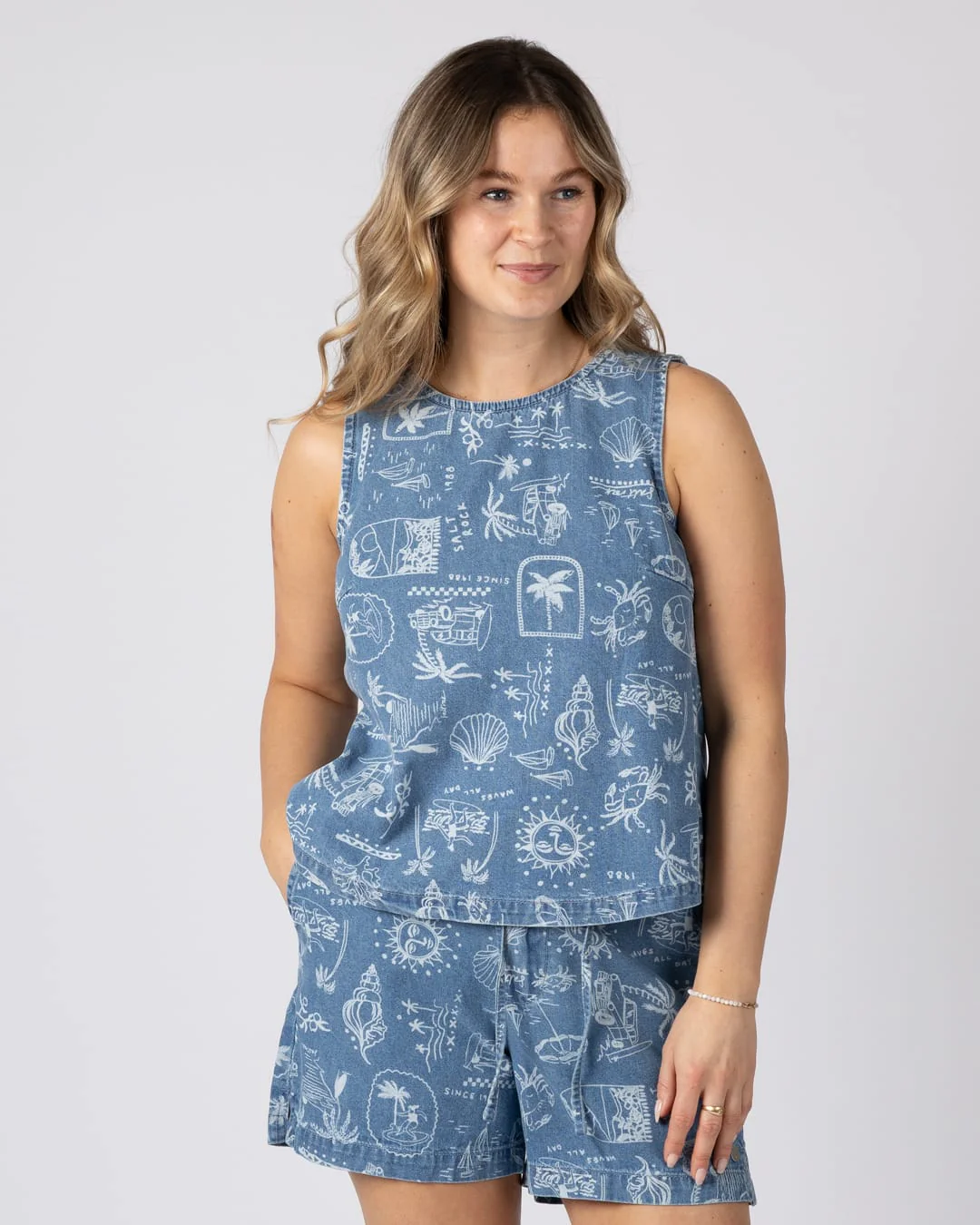 Island Life Womens Vest in Blue - Image 3