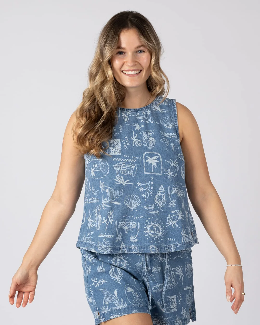 Island Life Womens Vest in Blue - Image 6