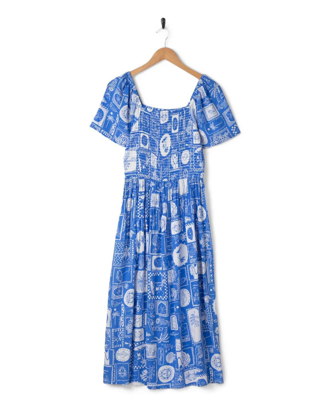 Island Tiles Womens Midi Dress in Bright Blue - Image 4
