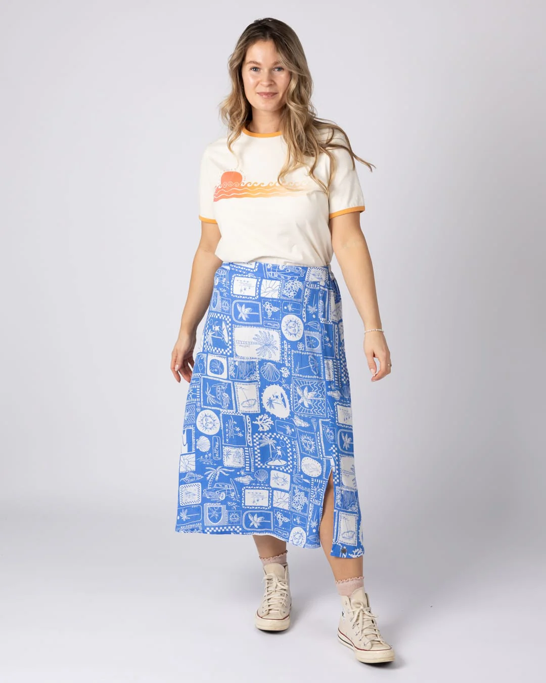 Island Tiles Womens Skirt Bright Blue - Image 3