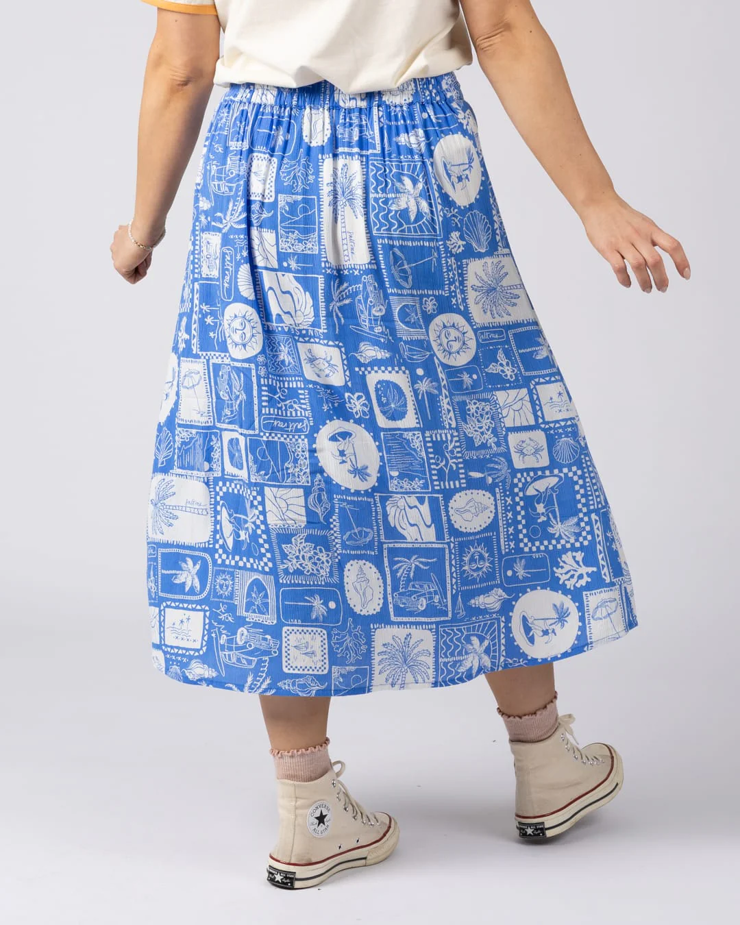 Island Tiles Womens Skirt Bright Blue - Image 4