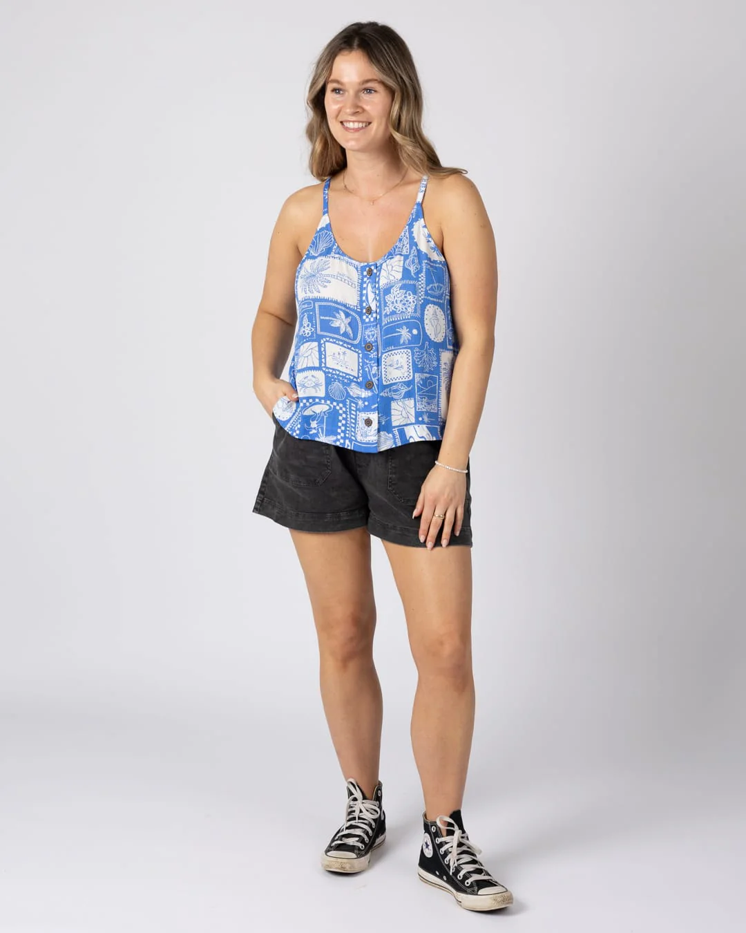 Island Tiles Womens Vest in Bright Blue - Image 5