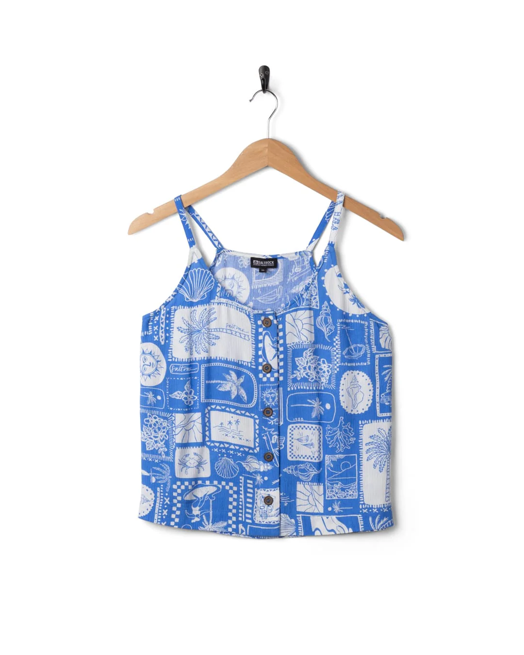Island Tiles Womens Vest in Bright Blue - Image 7