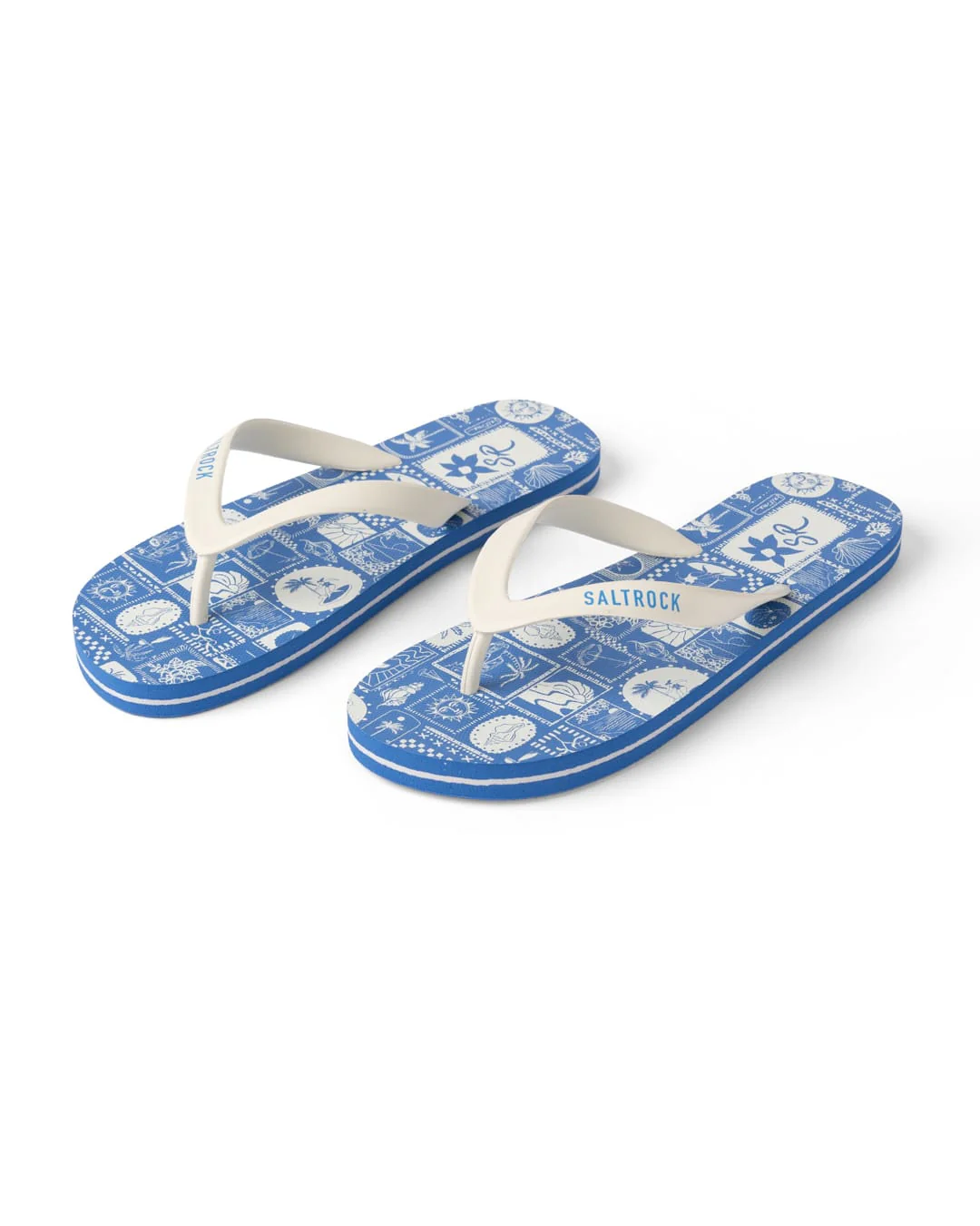 Island Tiles Womens Flip Flops in Bright Blue - Image 6