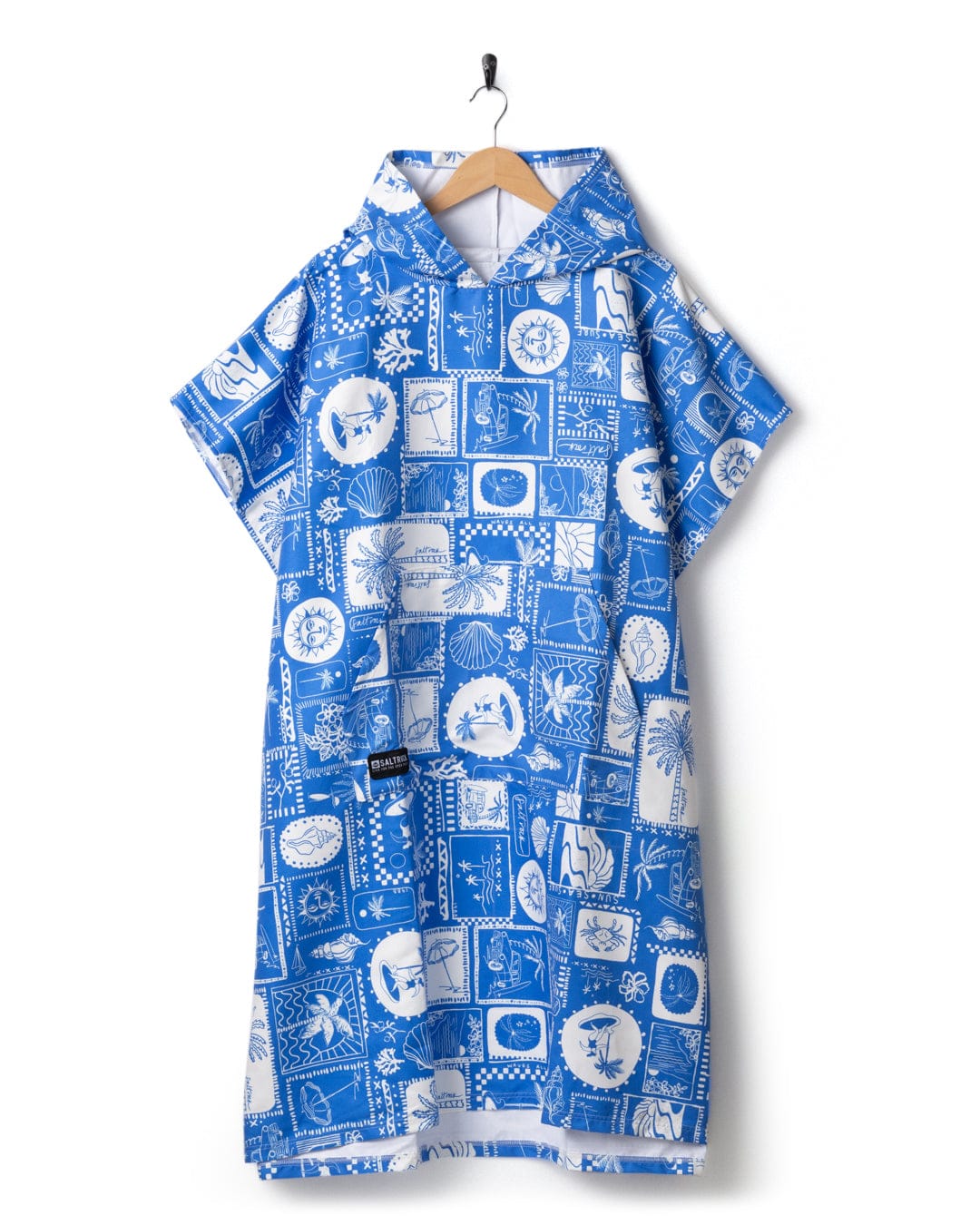 Island Tiles Poncho in Bright Blue - Image 3