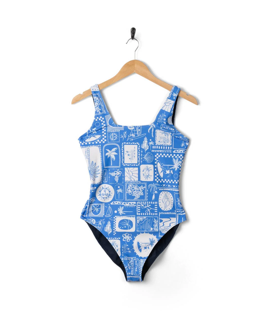 Island Tiles Womens Reversible Swimsuit in Blue - Image 9