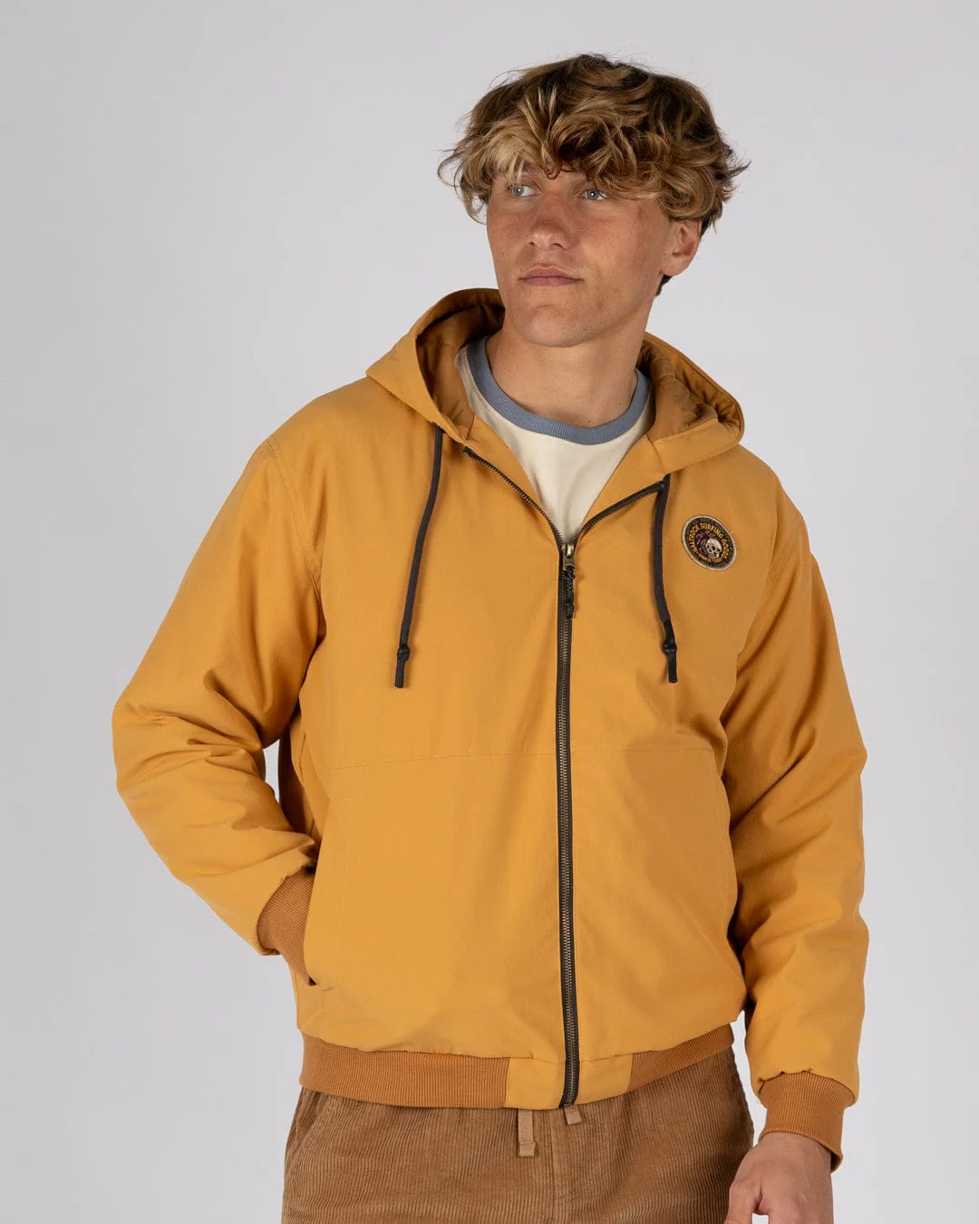 Jace Mens Casual Bomber Jacket in Yellow - Image 3