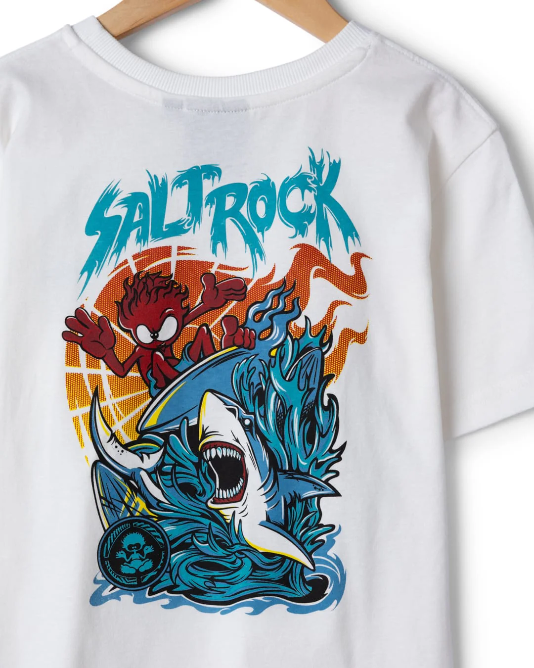 Jaws Kids Short Sleeve T-Shirt in Cream - Image 3