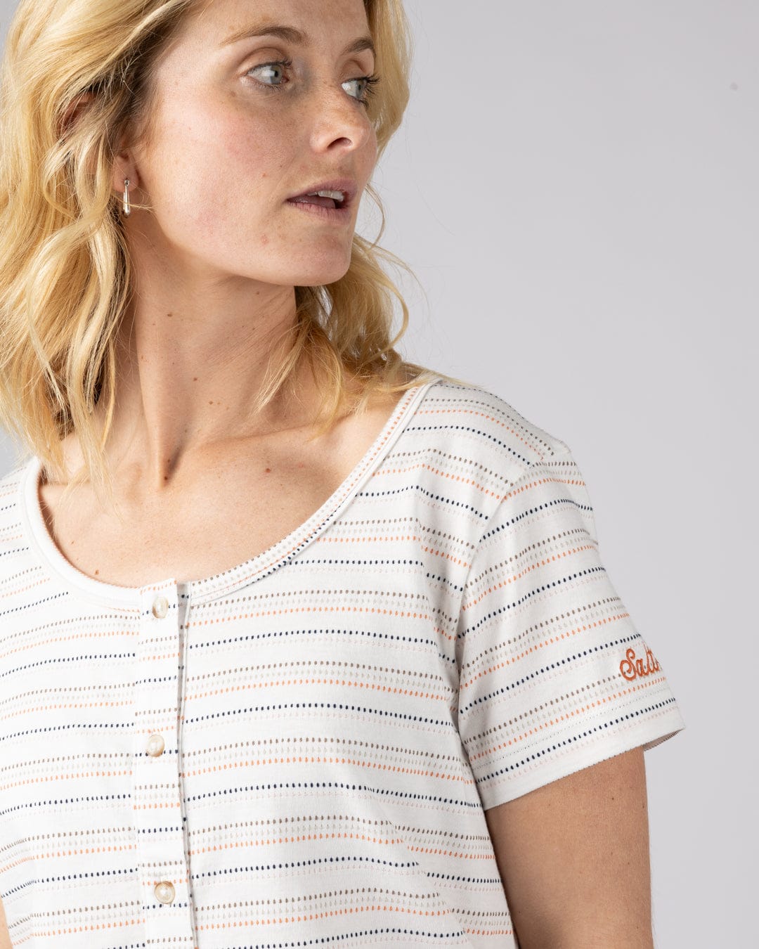 Jenn Womens Short Sleeve T-Shirt in Cream - Image 2