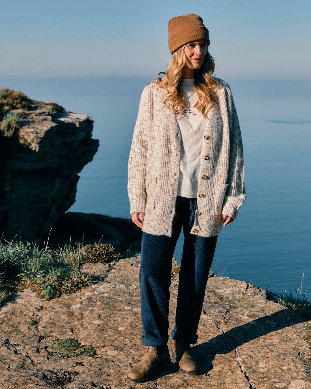 Juno Womens Longline Cardigan in Cream - Image 3