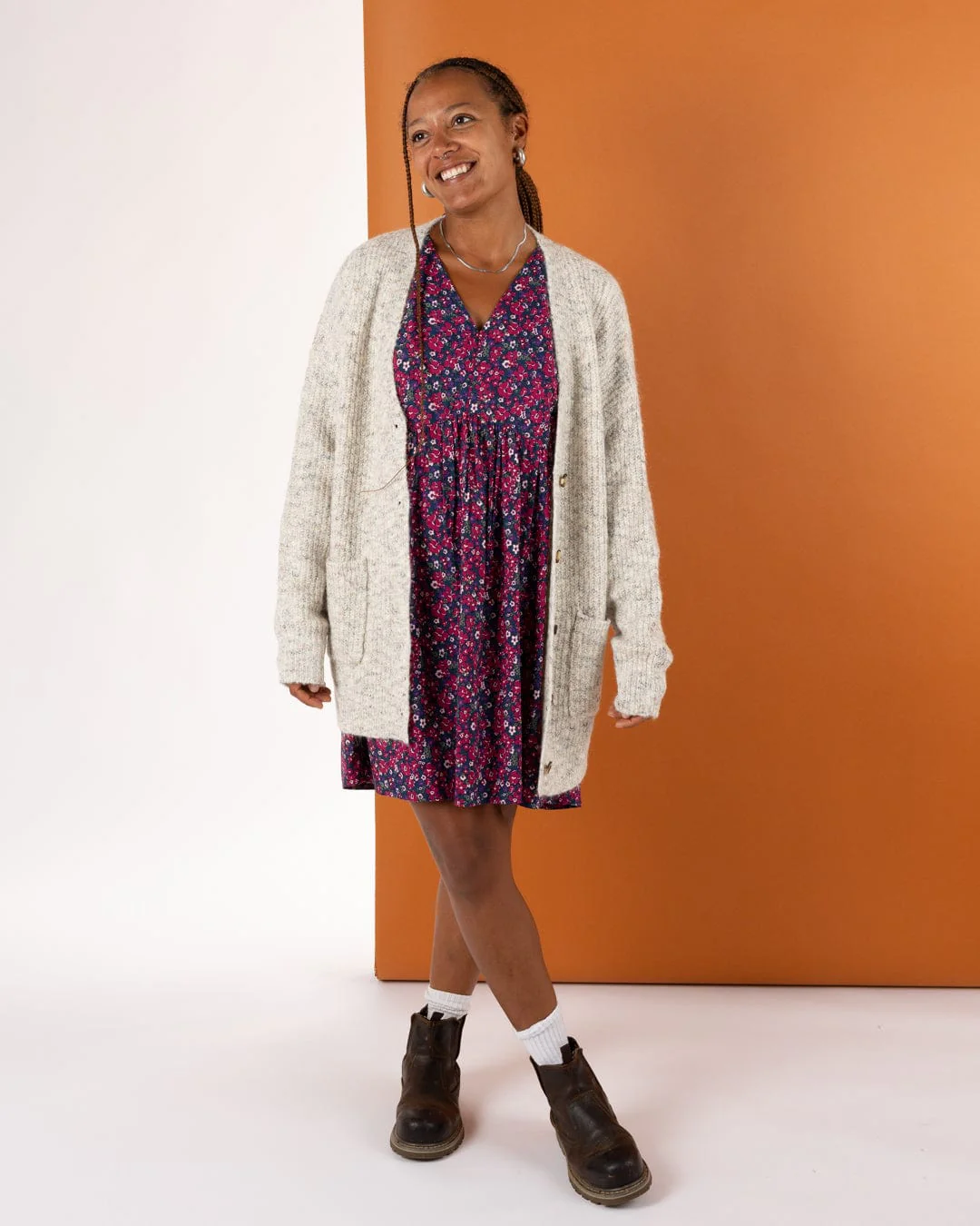 Juno Womens Longline Cardigan in Cream - Image 5