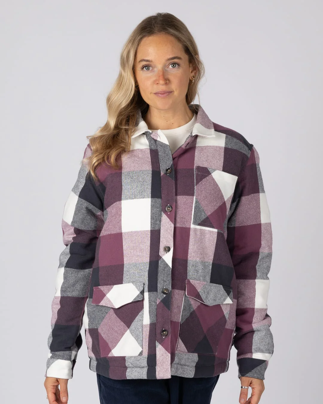 Knox Womens Quilted Shirt in Dark Pink - Image 4