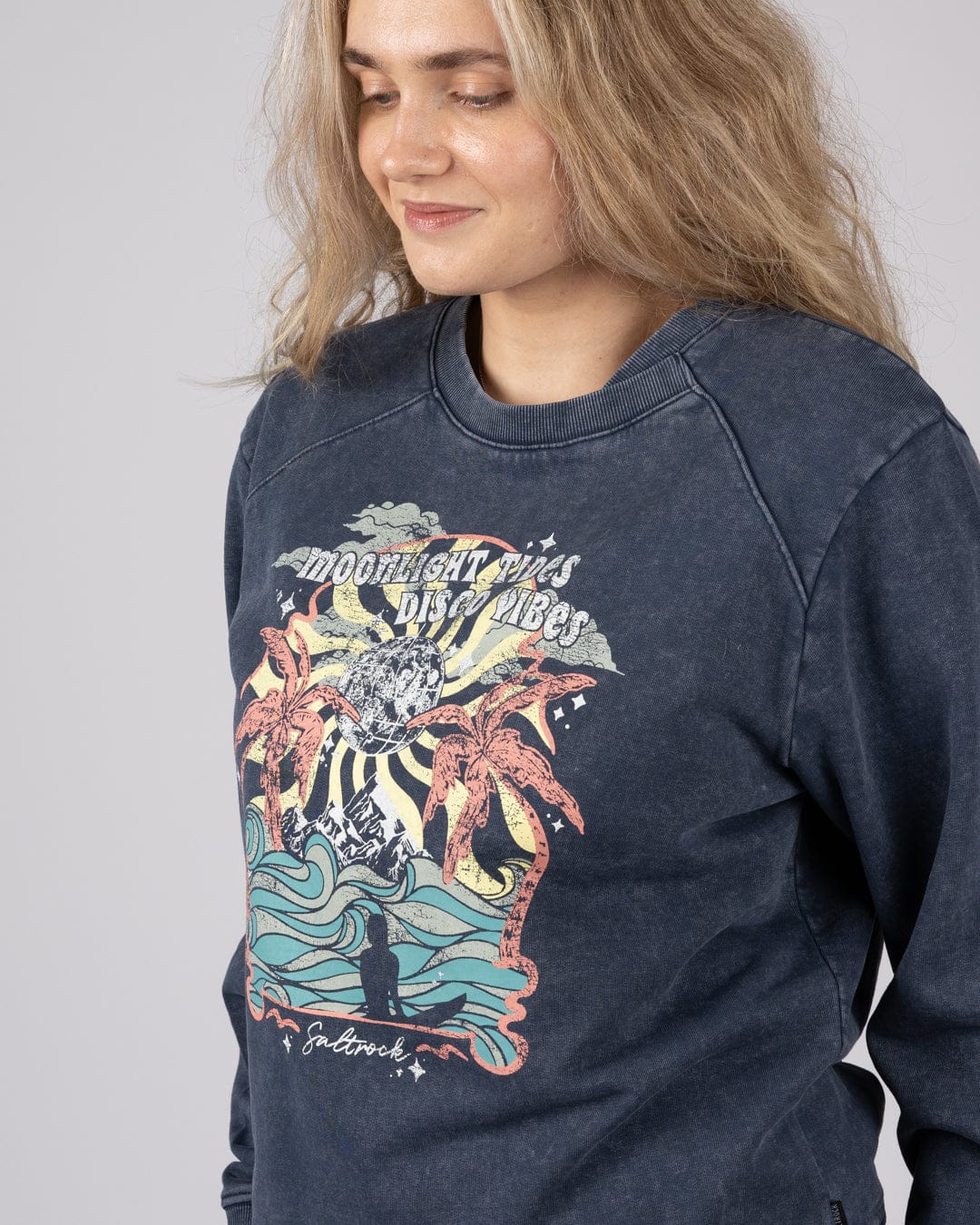 Last Light Womens Oversized Sweatshirt in Blue - Image 4