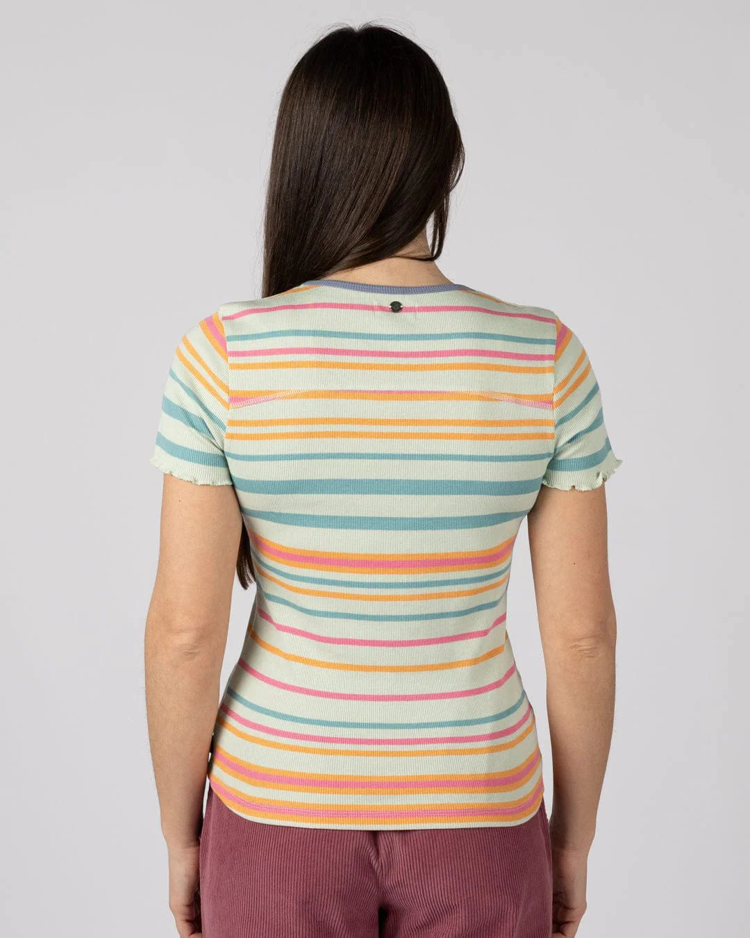 Lee Womens Short Sleeve Stripe T-Shirt in Light Green - Image 4