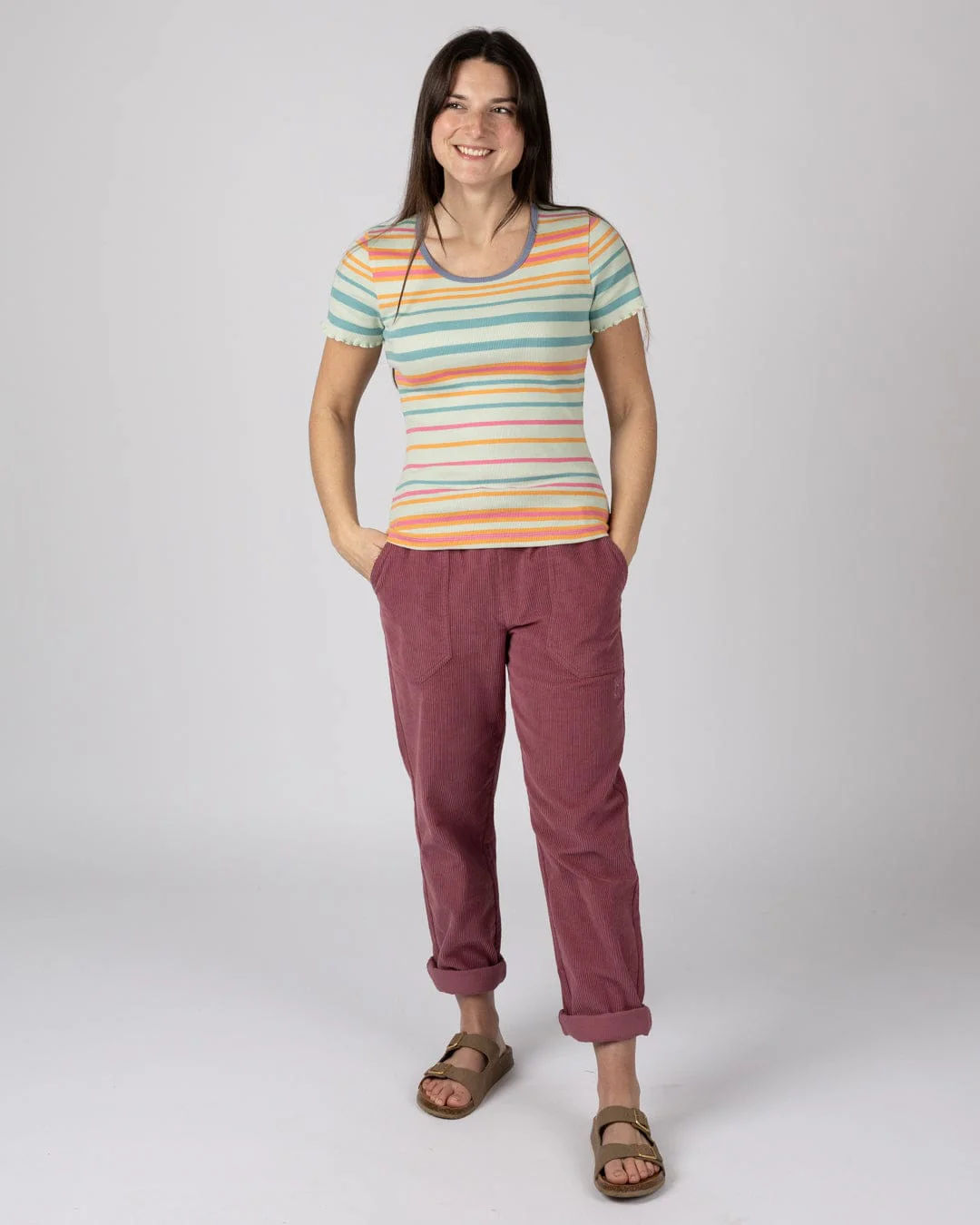 Lee Womens Short Sleeve Stripe T-Shirt in Light Green - Image 5