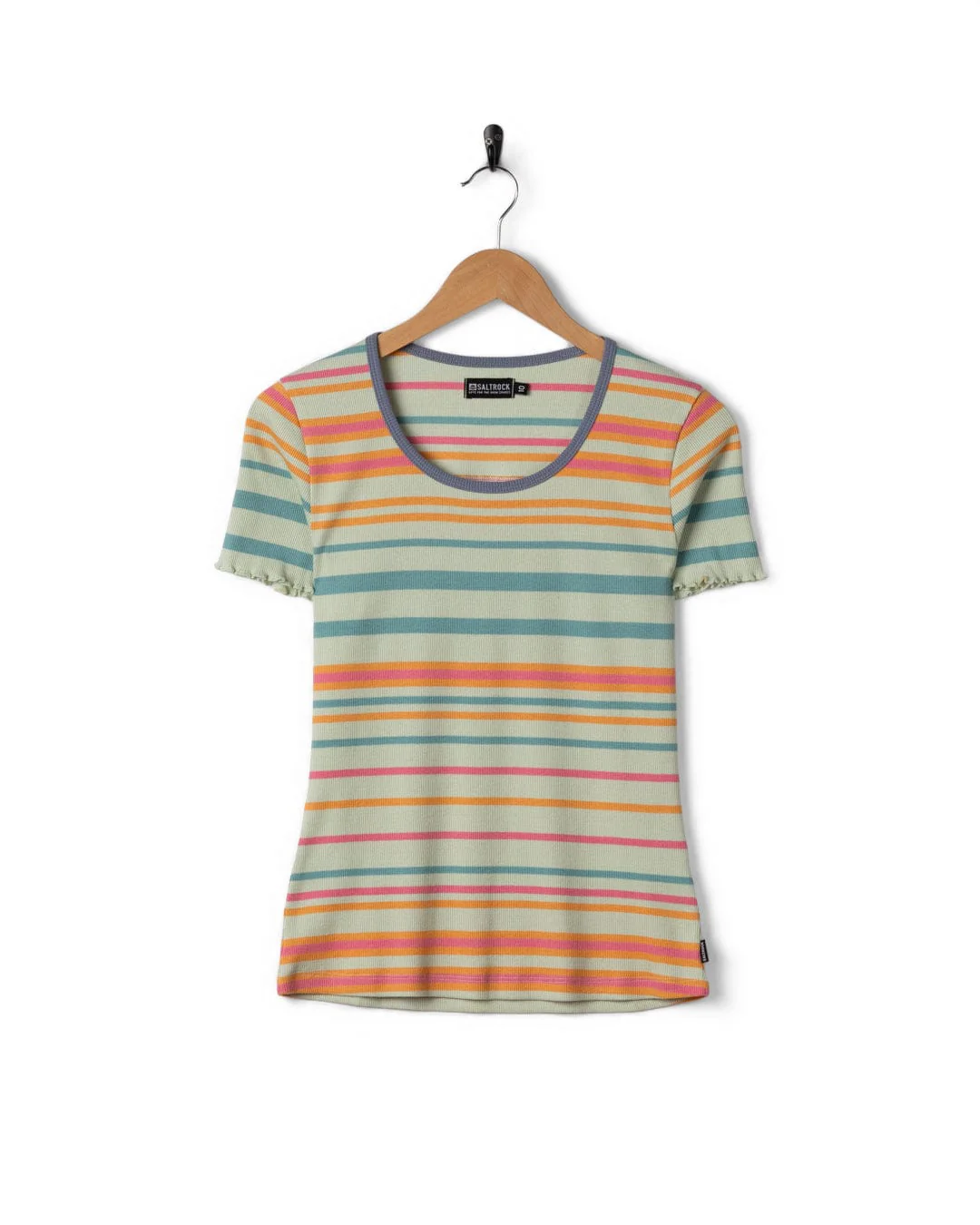 Lee Womens Short Sleeve Stripe T-Shirt in Light Green - Image 7