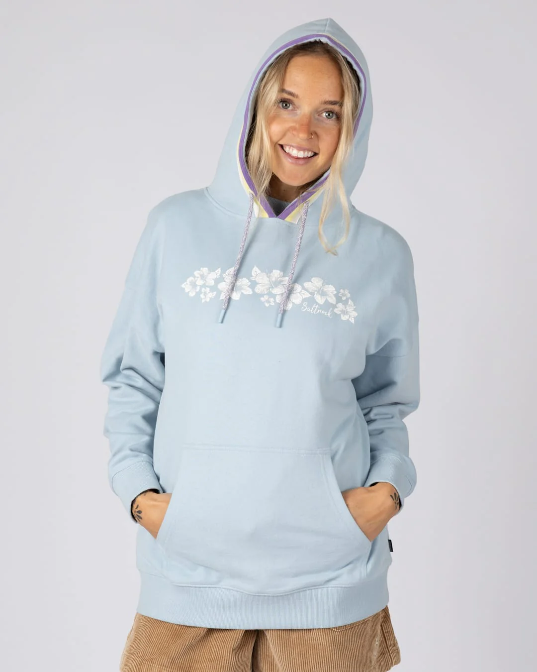 Leia Womens Oversized Pop Hoodie in Light Blue