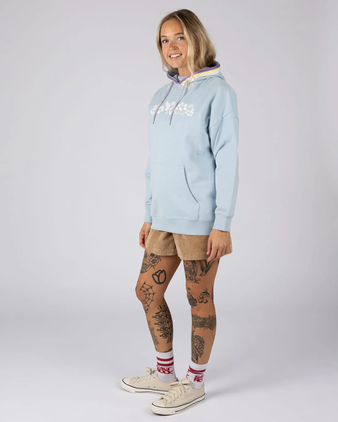 Leia Womens Oversized Pop Hoodie in Light Blue - Image 4