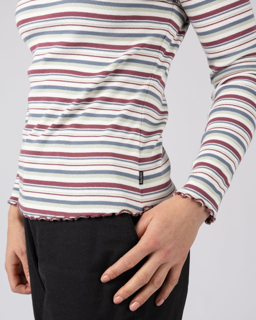 Lenna Womens Long Sleeve T-Shirt in Multi Stripe - Image 2