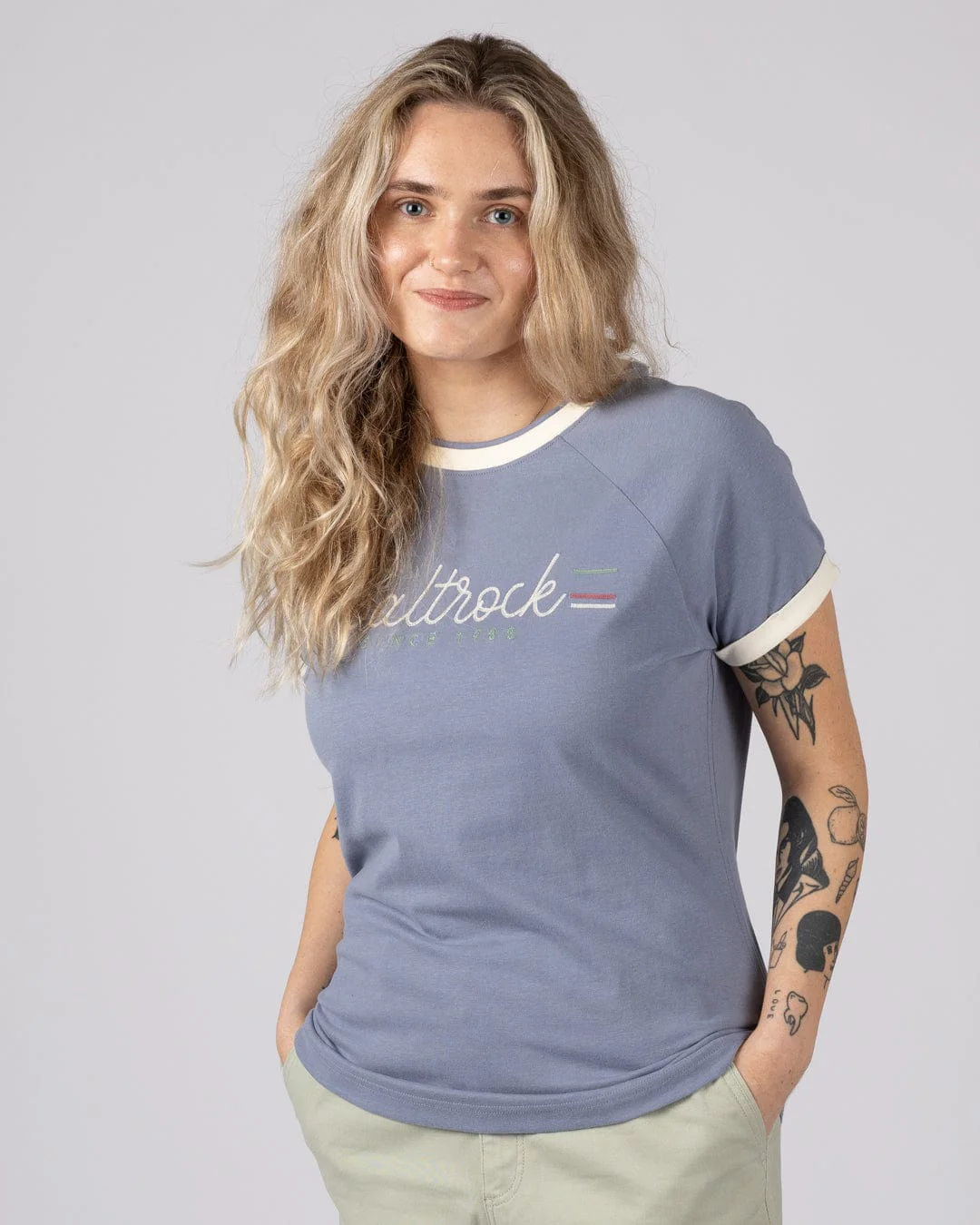 Links Womens Short Sleeve Ringer T-Shirt in Blue