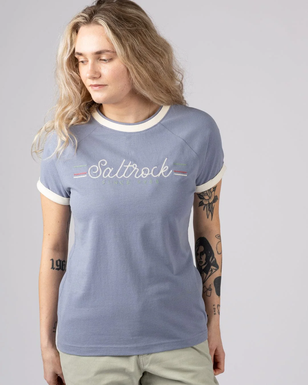 Links Womens Short Sleeve Ringer T-Shirt in Blue - Image 4
