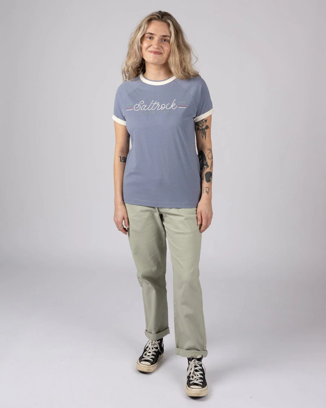 Links Womens Short Sleeve Ringer T-Shirt in Blue - Image 5