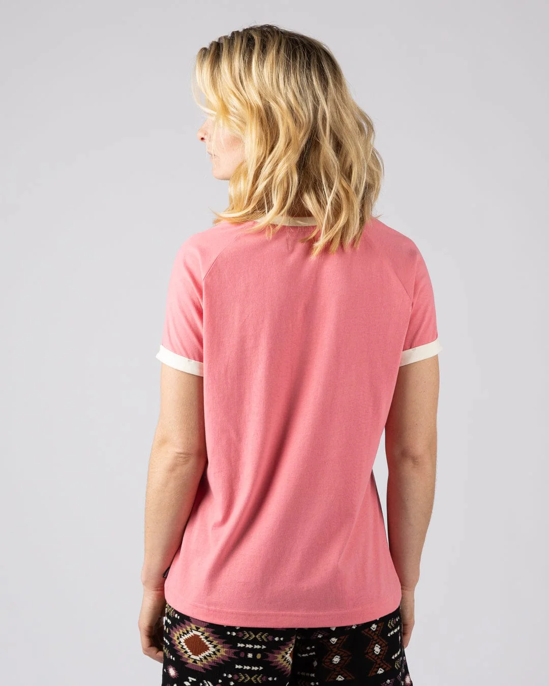 Links  Womens Short Sleeve Ringer T-Shirt in Pink - Image 3