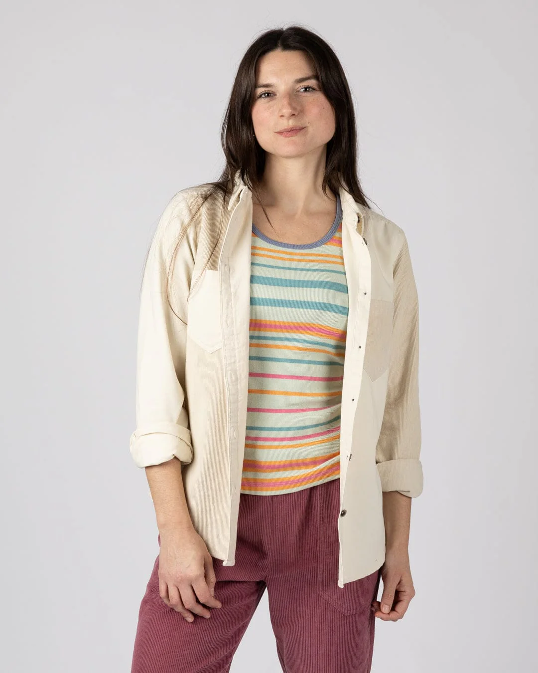 Liora Womens Cord Shirt in Cream - Image 2