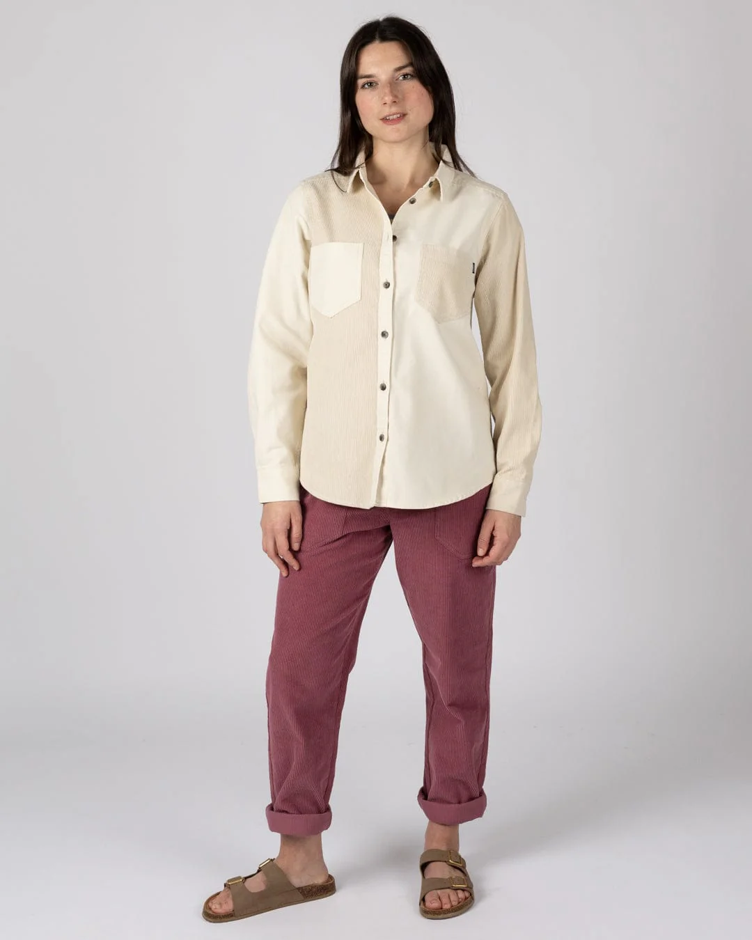 Liora Womens Cord Shirt in Cream - Image 3