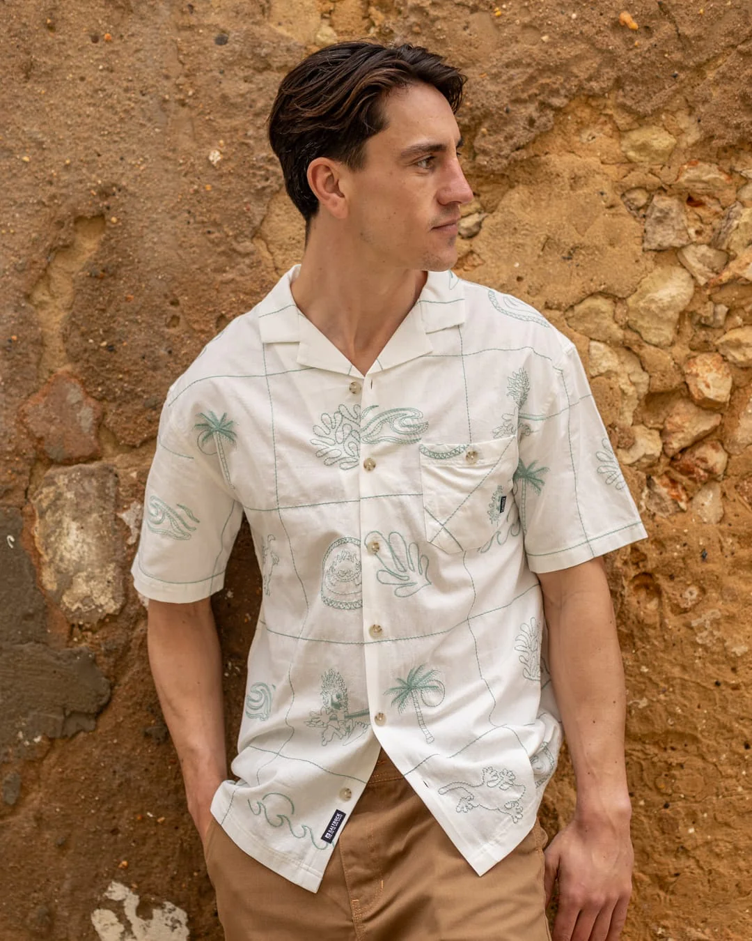 Little Creatures Mens Icon Short Sleeve Shirt in Cream - Image 7