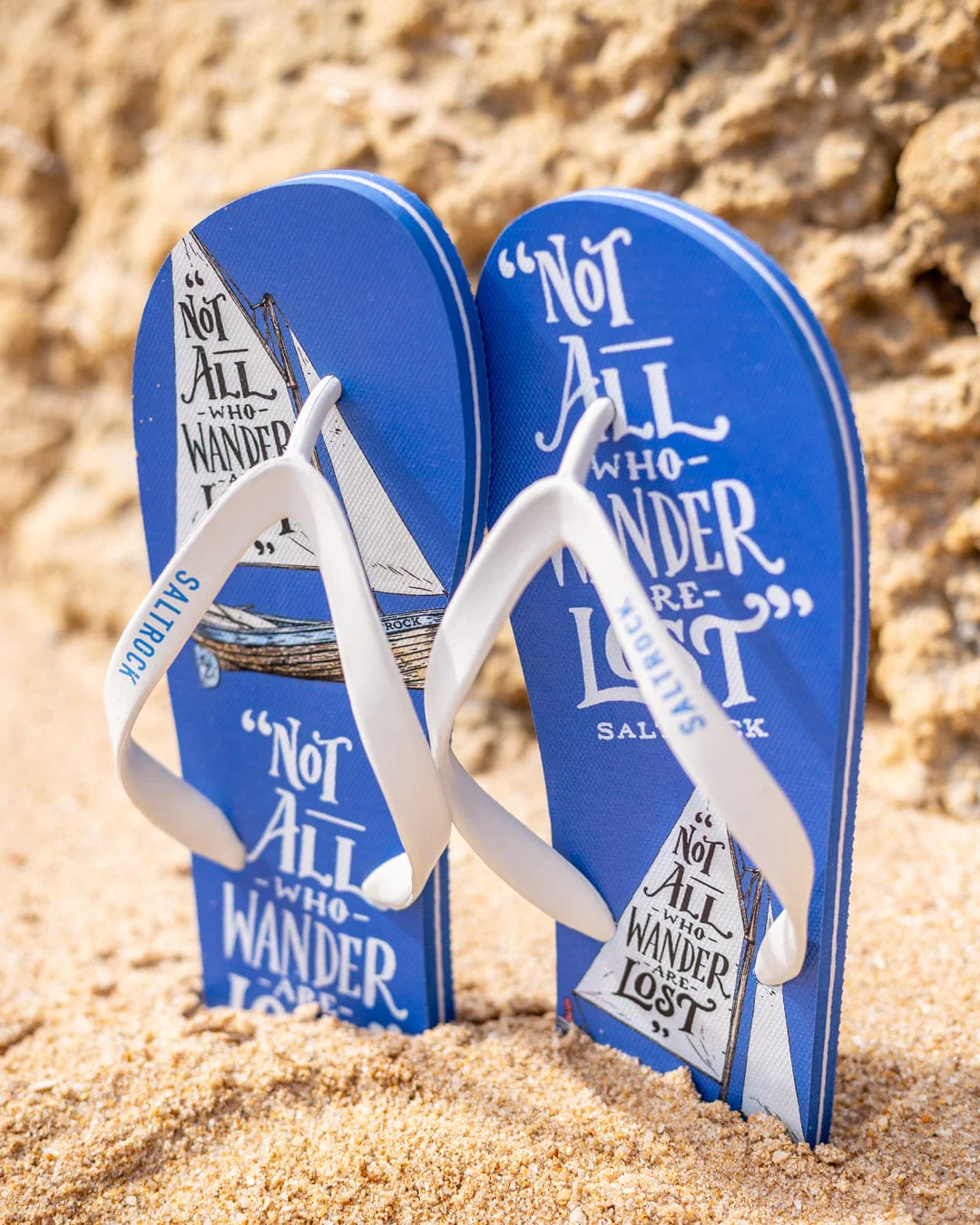 Lost Ships Mens Flip Flops in Blue