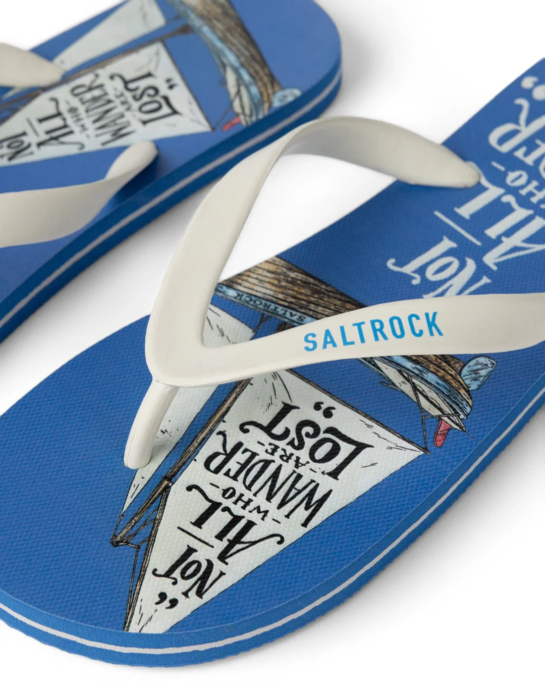 Lost Ships Mens Flip Flops in Blue - Image 3