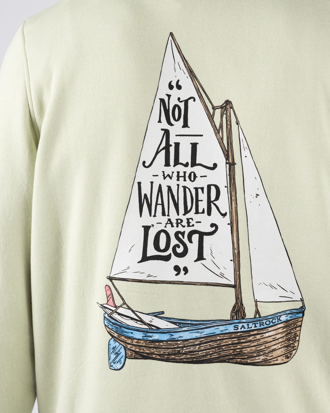 Lost Ships Mens Pop Hoodie in Light Green - Image 3
