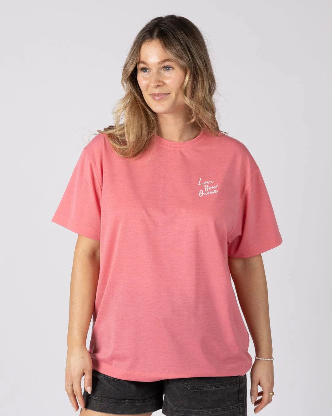 Love Womens Oversized Short Sleeve T-Shirt in Bright Pink - Image 2
